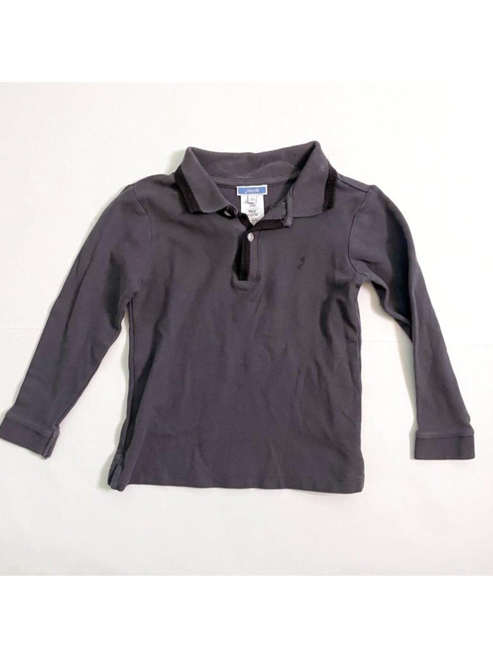 Jacadi Boys Long Sleeve Grey Polo Shirt, Size 6
